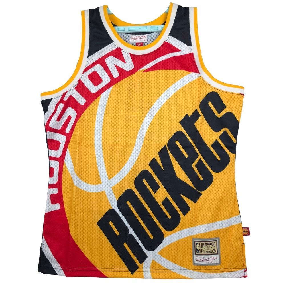 Houston Rockets Mitchell & Ness Large Jersey Oversized Logo Yellow Black Red NWT